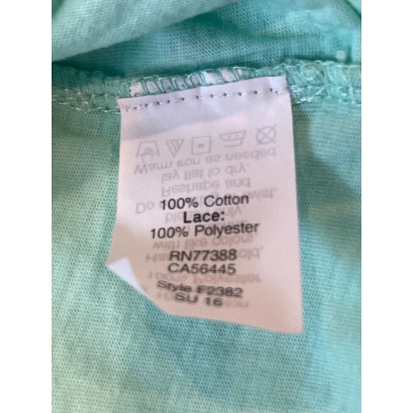 J. Crew Women Lace Panel Cotton Tank Top Sleeveless Round Neck Green Size XXS - Picture 6 of 7